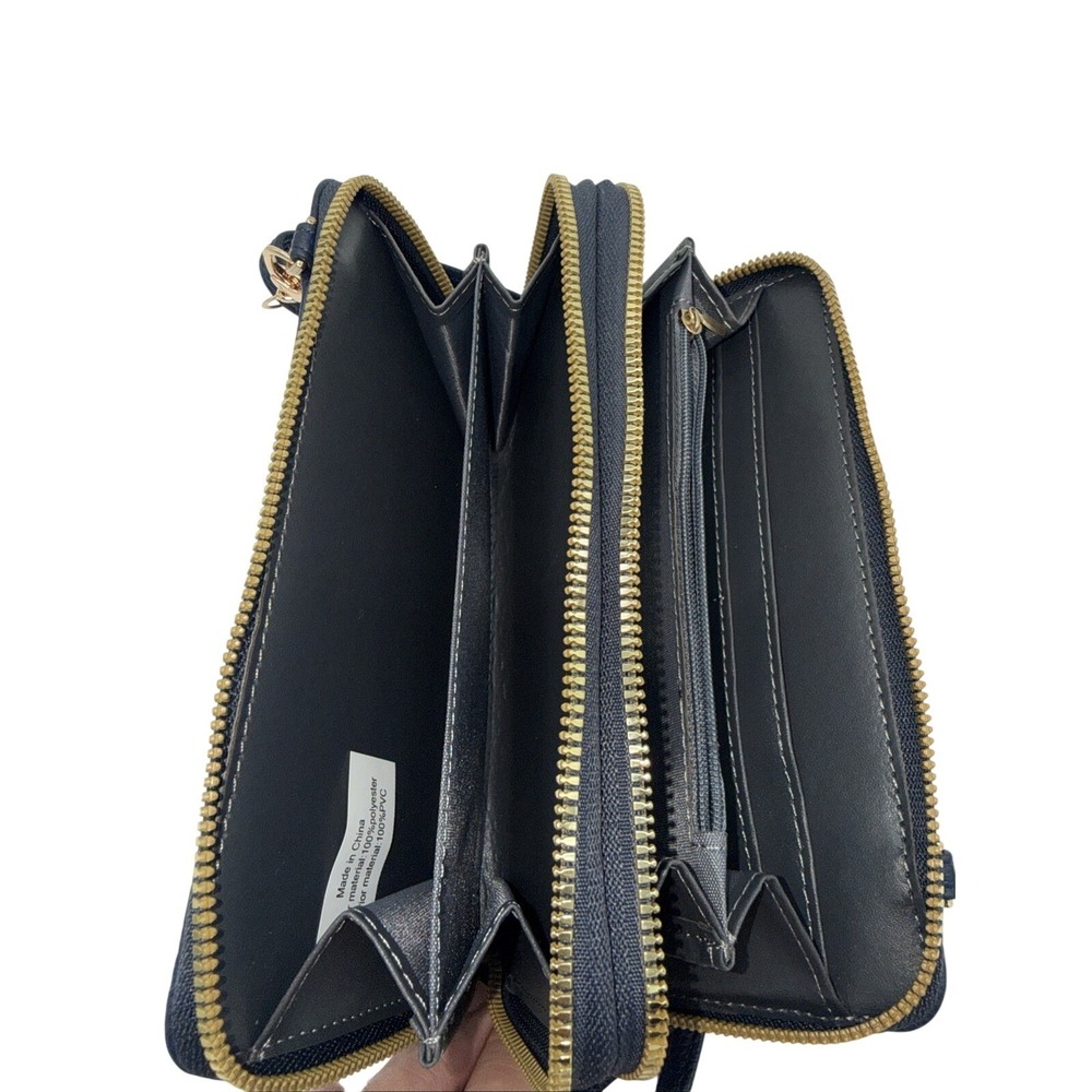 NWT Beverly Hills Polo Club Women Crossbody Blue Vegan Leather Zippered Wallet/P - Picture 5 of 7